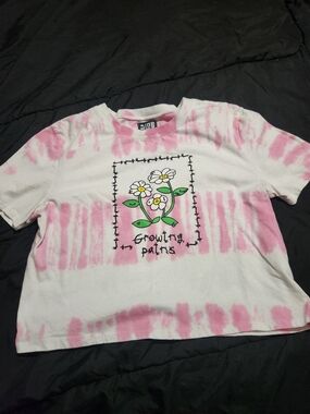 Kids White & Pink Tie-Dye Floral Graphic Tee - Growing Pains